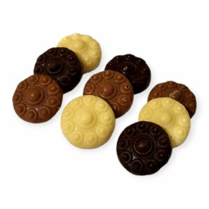 Zeeuwse Knop flikjes, witte chocolade